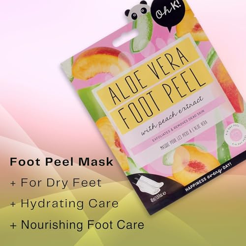 Oh K! Aloe Vera Foot Peel Mask for Dry, Cracked Heels - 1 Pair