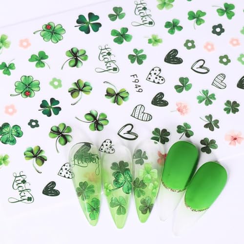 Sutaozhi Shamrock Nail Stickers Set - 8 Sheets St. Patrick's Day Nail Art, Self-Adhesive Irish Clover Decals, Variation: shamrock-2