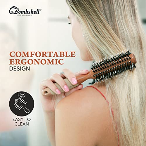 Bombshell 2-Inch Round Hair Brush with Boar Bristle and Birchwood Handle