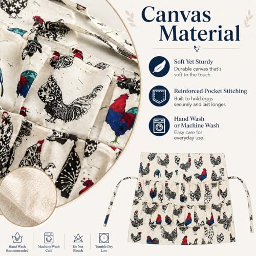 Egg Collection Apron with 7 Pouches for Chickens, Ducks, and Geese