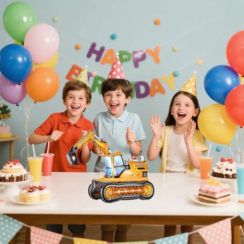 EASUTE 2PCS 4D Excavator Construction Balloons - Birthday Party Supplies