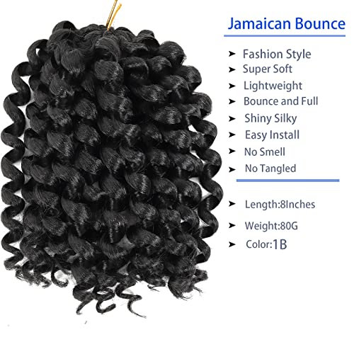8 Inch Jamaican Bounce Crochet Hair - 3 Packs Pre-Looped Ringlet Wand Curls