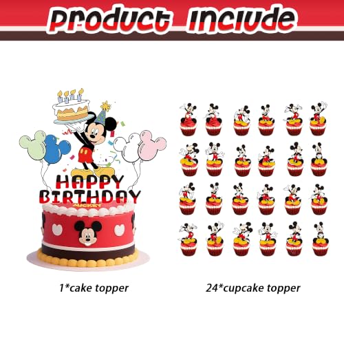 25-Piece Cartoon Mouse Birthday Cake & Cupcake Topper Set