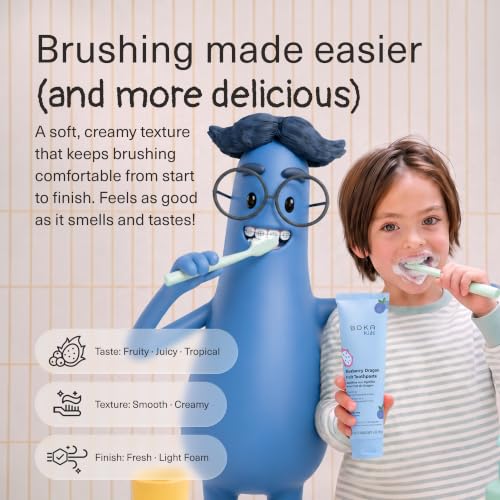 Boka Kids Toothpaste - Fluoride Free Nano Hydroxyapatite, Blueberry Dragonfruit - 4 Oz