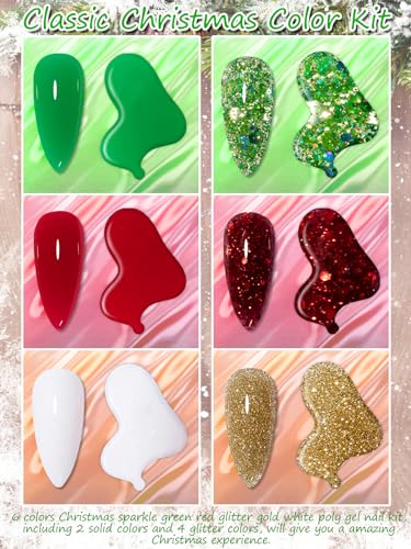 EBANKU Valentines Christmas Nail Extension Gel Kit - 6 Color Poly Gel Set