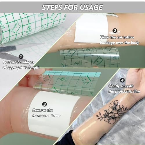 Rayyl Waterproof Tattoo Aftercare Bandage, Transparent Second Skin Film