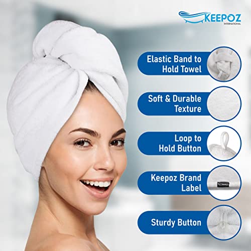 KEEPOZ 100% Cotton Hair Towel Wrap, Super Absorbent Turban for Long Hair