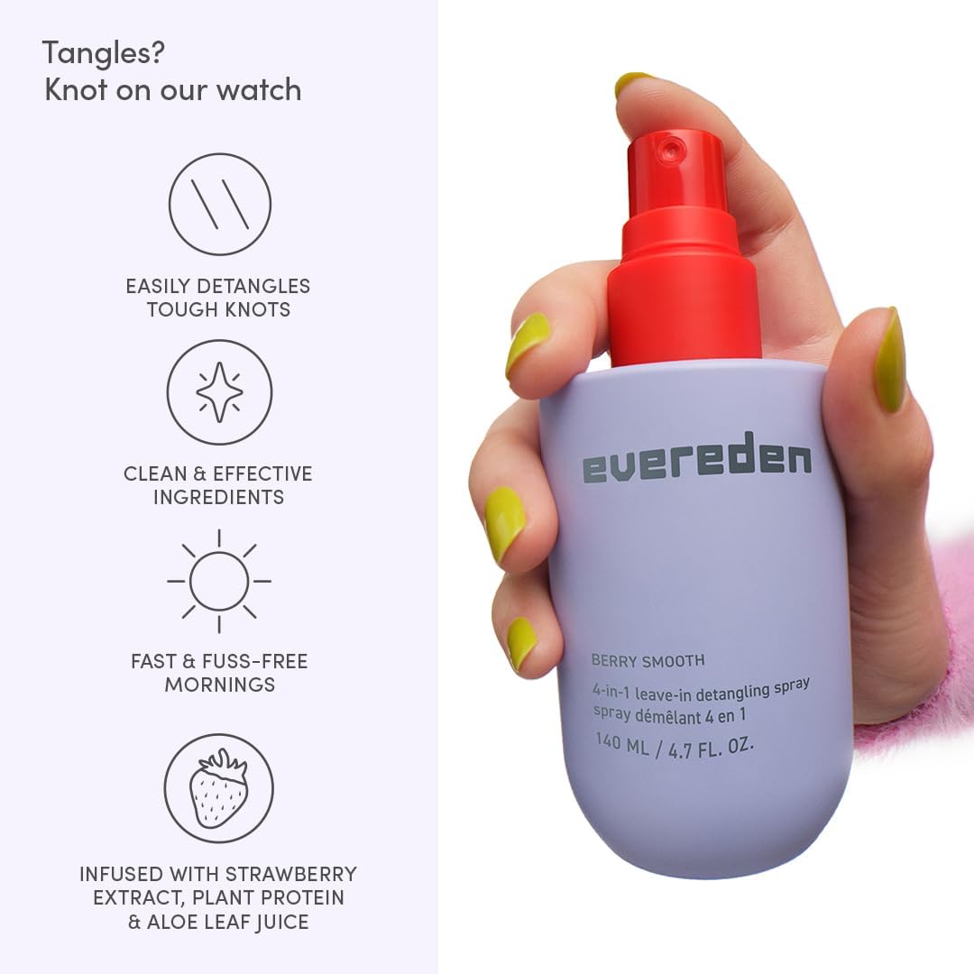 Evereden Detangler Spray for Kids - 4-in-1 Leave-In Conditioner | Paraben-Free, Vegan, 4 fl oz