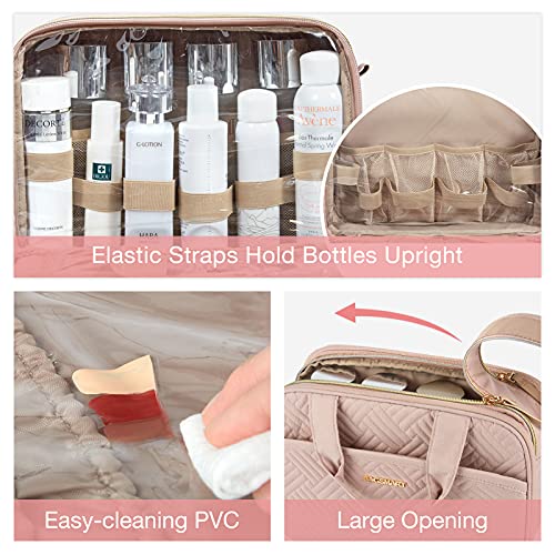 BAGSMART Medium Pink Toiletry Bag for Women - Water-resistant