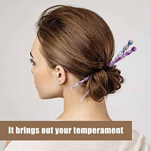 Vibrant Pattern Acetate Hair Sticks Set for Women, Leopard & Tortoise Shell, Long Hair Accessories