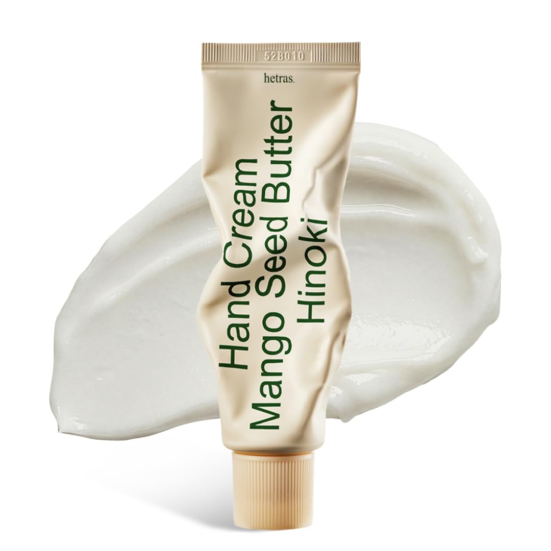 Hetras Perfume Hand Cream (Hinoki) - Fast-Absorbing Moisturizer for Dry Skin | 1.69 oz Non-Greasy Lotion with Mango & Shea Butter