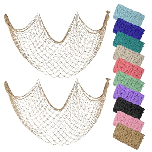 ZUEXT Decorative Fishing Net - 80x40 Inch Cotton Wall Decor (2 Pack)