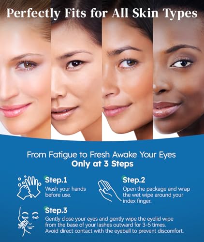 60-Count Tea Tree Oil Eyelid Cleansing Wipes for Dry Eye Relief