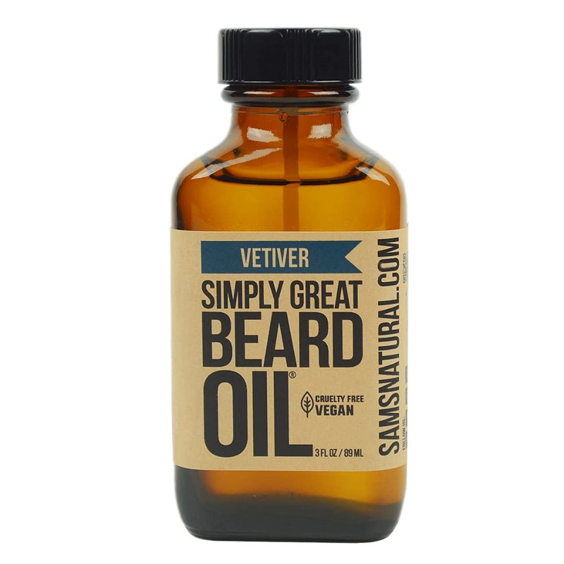 Simply Great Beard Oil - Scented Beard Oil - Beard Conditioner 3 Oz Easy Applicator - Natural - Vegan and Cruelty Free Care for Beards - America's Favorite (Vetiver)