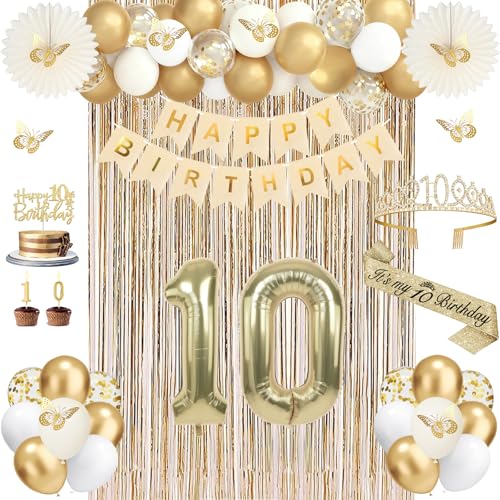 Champagne Gold 10th Birthday Decorations for Girls - 50pcs Set