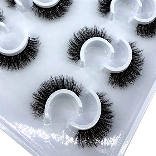 HBZGTLAD MDF-10 6 Pairs Natural Faux Mink 3D False Eyelashes Pack