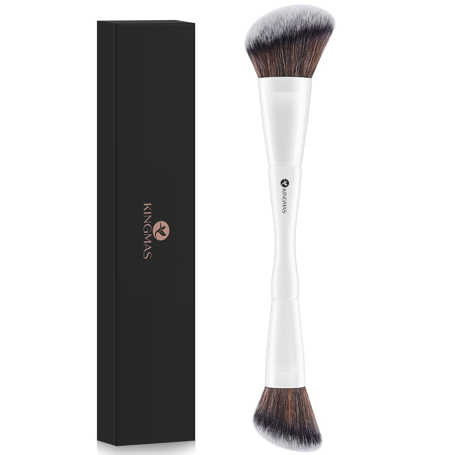 3-Piece Foundation Makeup Brush Set - Double-Ended Kabuki & Contour Brushes for Liquid, Cream, Powder | Versatile Face Makeup Tools