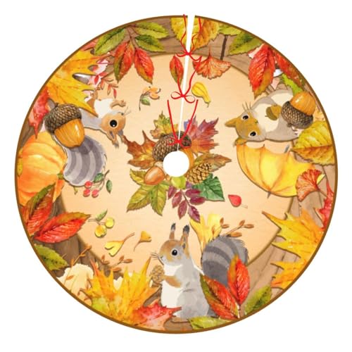 Fall Pumpkin Tree Skirt - 36" Halloween & Thanksgiving Decor