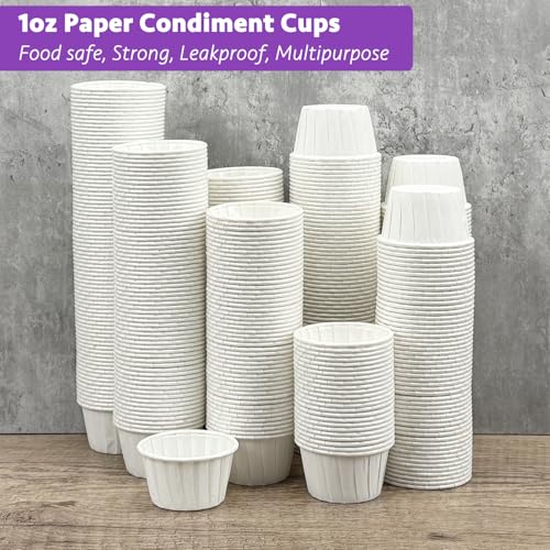 1 oz Paper Condiment Cups - 300 Pcs Leak-Proof Disposable Cups