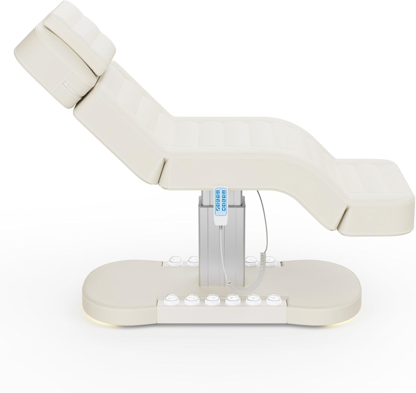 Electric Spa Table with LED Light - 3 Motor Height Adjustment, Adjustable Backrest & Leg Support | White