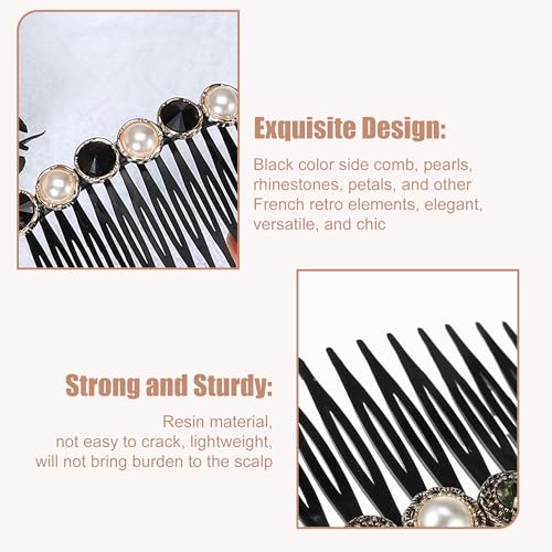 5-Piece Rhinestone Pearl Hair Side Combs - Decorative Updo Hair Accessories