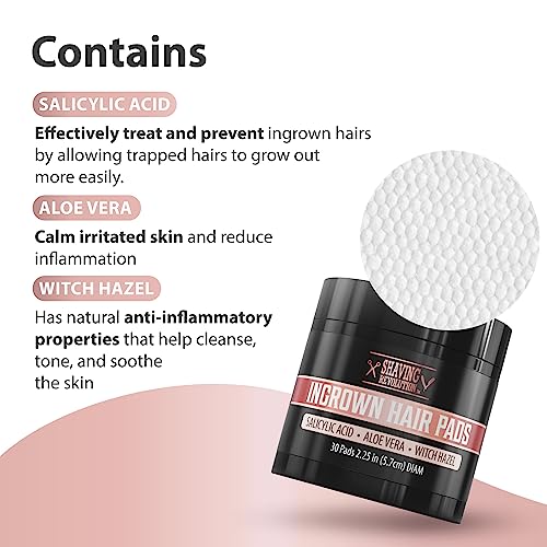 Viking Revolution Ingrown Hair Pads - Pack of 30 Exfoliators for Bikini Area