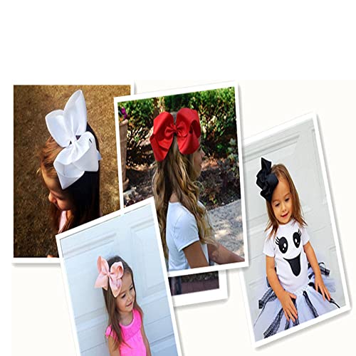 Salocy White 8-Inch Boutique Hair Bows Clips for Girls & Toddlers - Set of 2