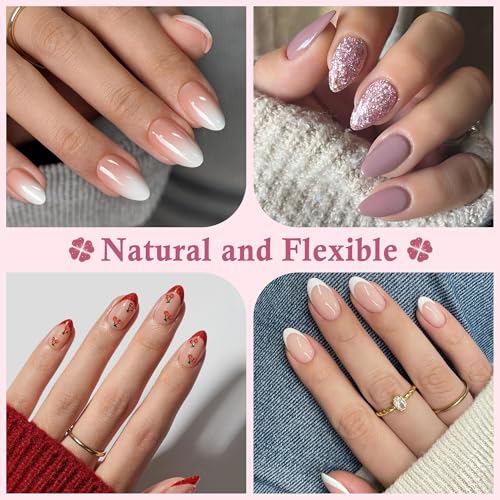 Luckyfairy Short Almond Nail Tips – 240pcs Half Cover Soft Gel Press On Nails