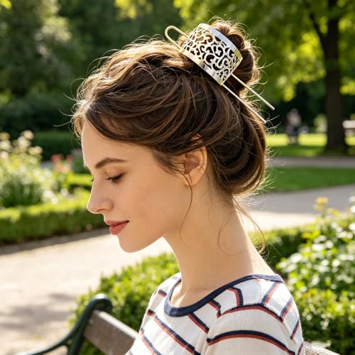 Chinese Hair Cuff and Sticks Set - Gold & Silver Bun Accessories