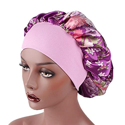 6-Piece Satin Sleep Bonnet Set, Soft Elastic Wide Band for Hair Protection