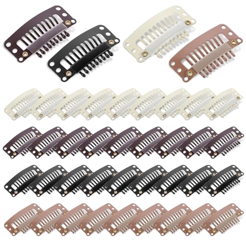 40 Pcs 9-Teeth Wig Clips for Hair Extensions - Mixed Colors