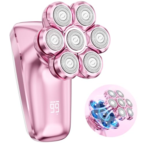 7D Electric Razors for Women, Magnetic Women's Electric Shaver for Full Body, Flawless Wet Dry Hair Remover for Legs Face, Cordless Lady Bikini Shaver Bald Shaver, ShellPink
