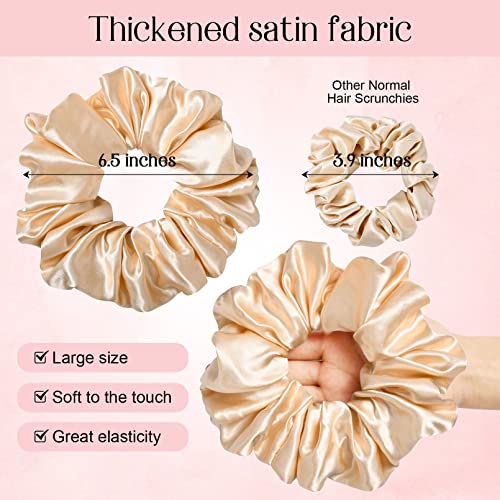 Extra Large Satin Scrunchies for Thick Hair - Pack of 6