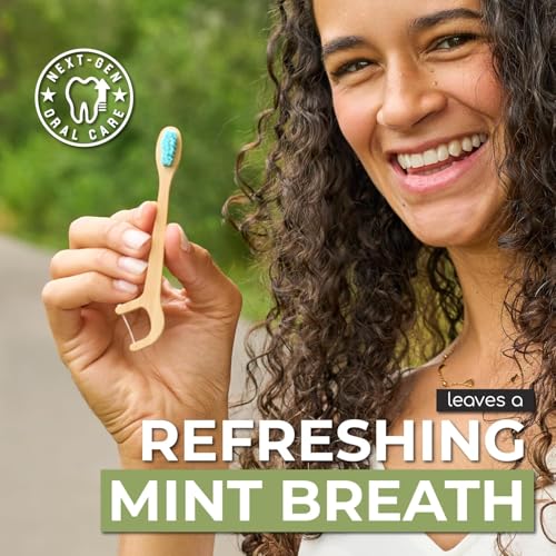 Brushee Disposable Bamboo Travel Toothbrushes with Mint Paste, 12-Pack
