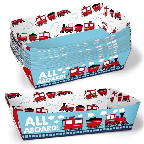 Railroad Party Food Trays - 12 Ct Double-Sided Paper Holders