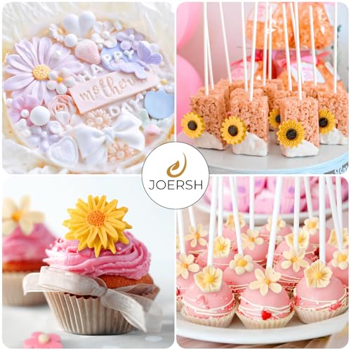 JOERSH Silicone Flower Fondant Molds Set - 5 Non-Stick Flower Designs for Cake Decorating