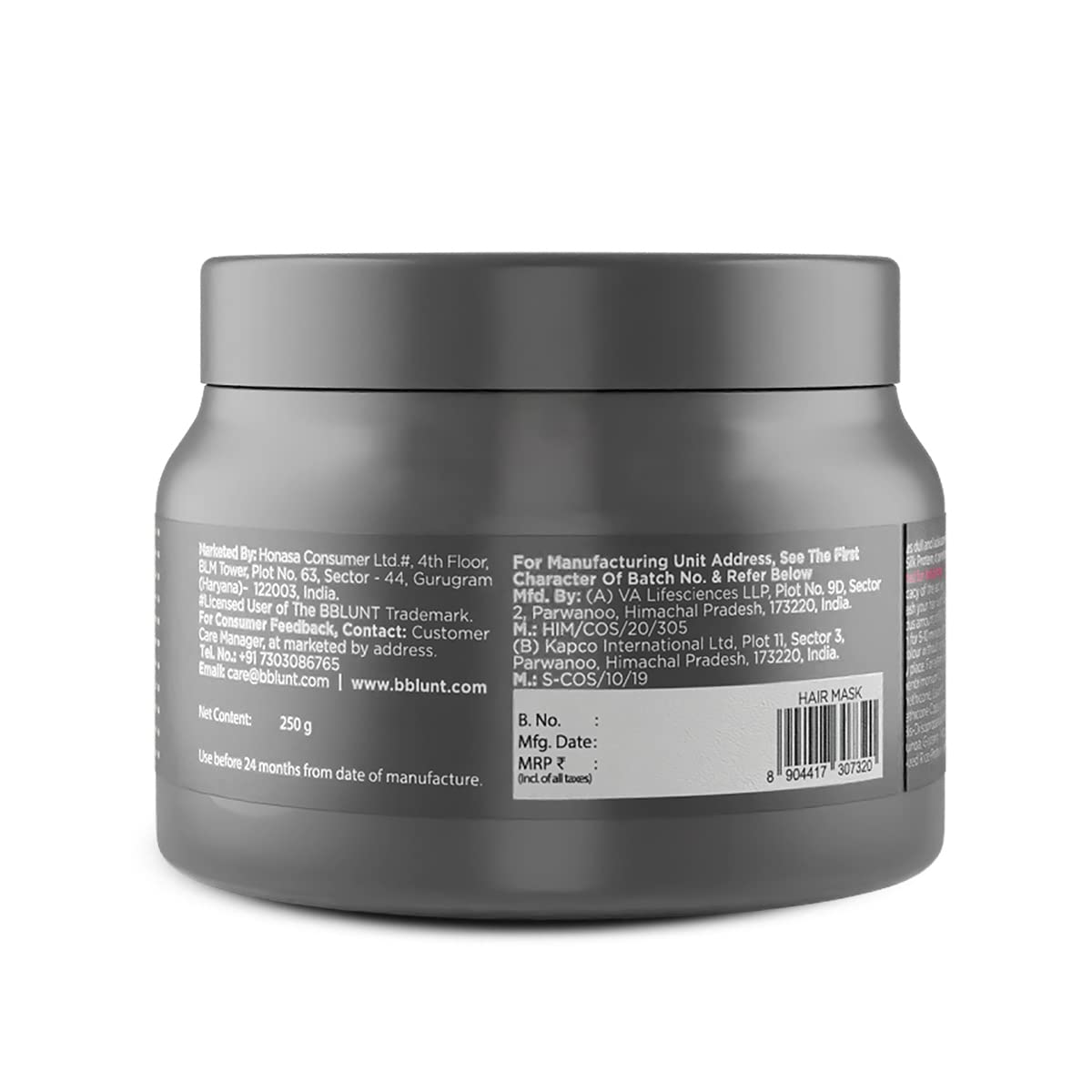 BBLUNT Intense Shine Hair Mask with Rice & Silk Protein, 250 g | Deep Conditioning Hair Mask for Softer, Smoother & Shinier-Looking Hair | For Men & Women