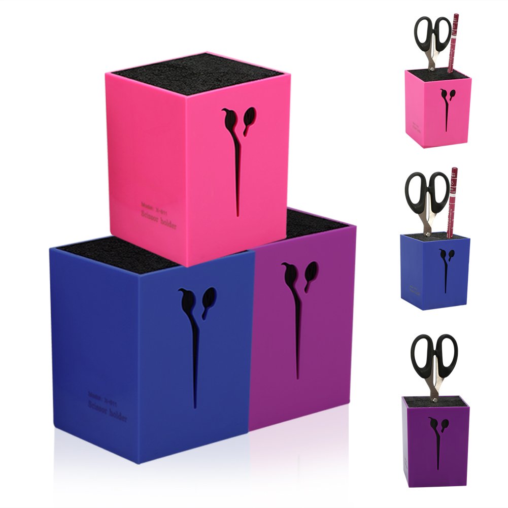 Salon Scissors Holder Hairdressing Scissors Storage Case Keeper Acylic Hairdressing Combs Clips Desktop Desk Organizer Anti-skid Storage Box Accessories for Hair