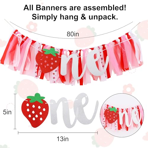 Strawberry 1st Birthday High Chair Banner - ONE Party Decoration