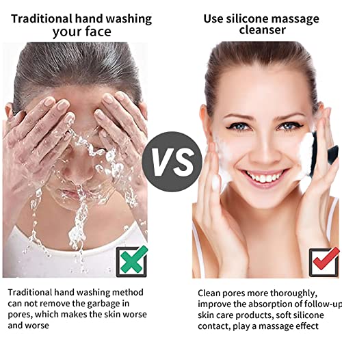 Face Scrubber, Silicone Face Scrubber for Men Facial Cleansing Brush Silicone Face Wash Brush Manual Waterproof Cleansing Skin Care Face Brushes for Exfoliating- Black