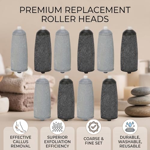 Zerone Replacement Electric Foot File Roller Heads - 10 Pack