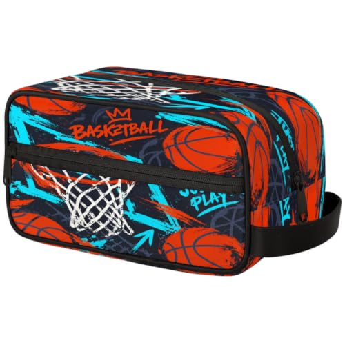 PATTERNFUL Basketball Travel Toiletry Bag for Kids - Waterproof Hanging Organizer