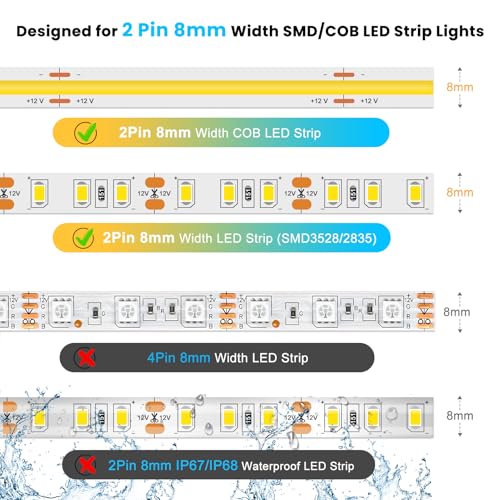 RESHAKE 15 Pack Solderless LED Strip Connectors with Pigtails