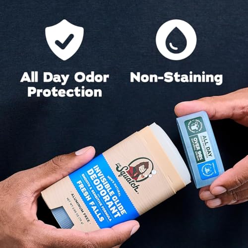 Dr. Squatch Invisible Glide Natural Men¡¯s Deodorant ? Smooth Glide, No Stains ? Aluminum Free Deodorant Men ? Safe for Sensitive Skin ? Fresh Falls + Wood Barrel Bourbon ? 2.65oz (2-Pack)