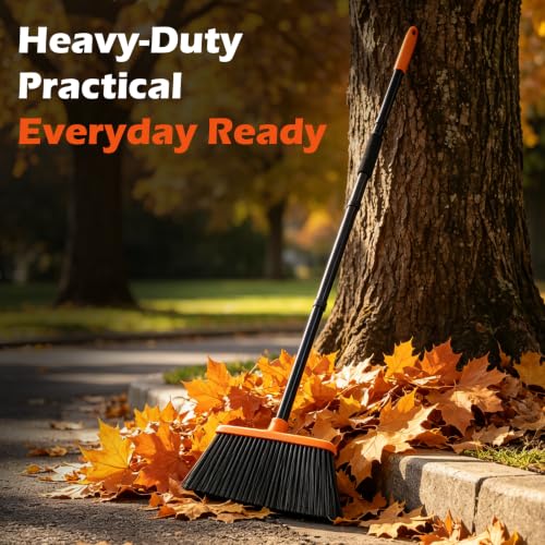 Heavy Duty Outdoor Broom with 50" Long Handle for Efficient Cleaning