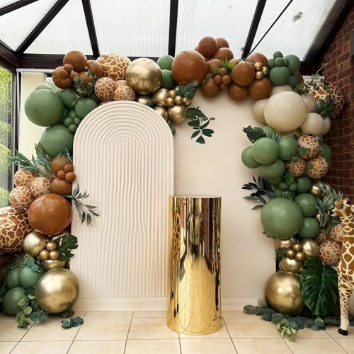 Safari Balloon Garland Kit - Olive Green & Brown Birthday Decor