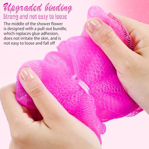 Shellwei 24 Pcs Mini Loofah Shower Sponges Travel Size Rose Red