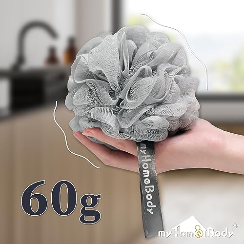 myHomeBody 60g Loofah Sponge 3-Pack - Fog Gray & Midnight Blue Exfoliating Bath Sponges