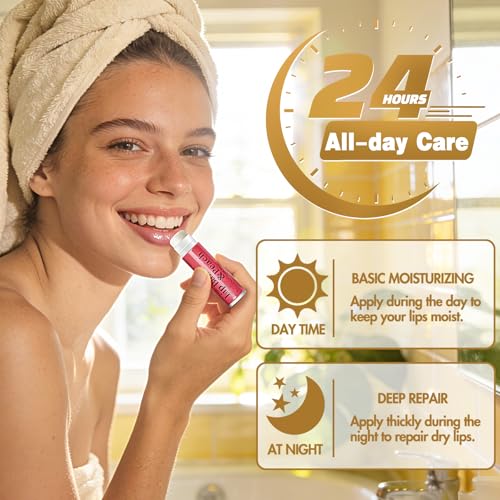 RBUGR Natural Lip Balm Bulk Set - 64 Pack, 12 Flavors for Dry Lips
