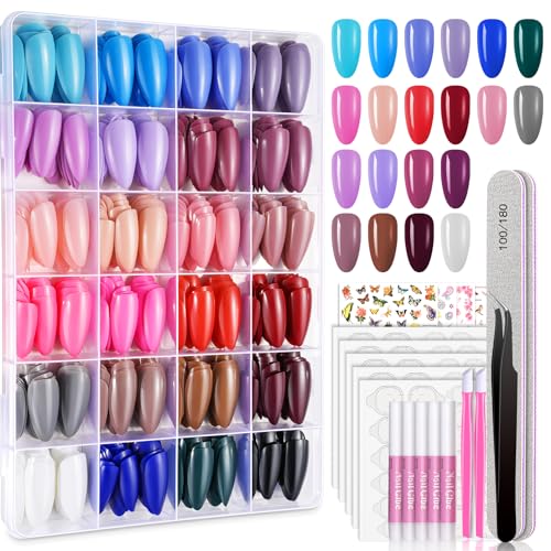 TsMADDTs 720pcs Press On Nails Kit - Almond Shape, 24 Colors
